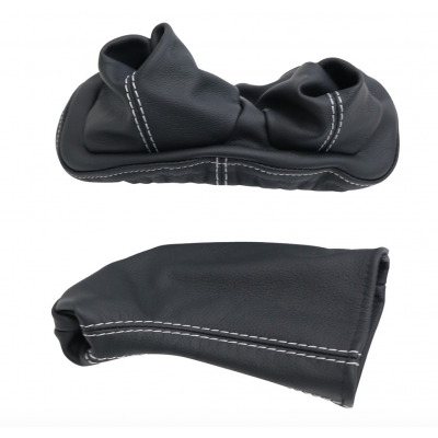 EXT014-TD4-BLWS - Defender Puma TD4 Gaiter - Black Leather - White Stitch - By Exmoor Trim