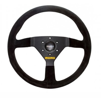 LRC1671-MOD.78 - Рульове колесо Momo MOD.78 із чорної замші з чорною центральною пластиною - Розмір 350 мм