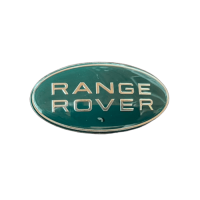 Zielona owalna odznaka ze srebrną podstawą (85 x 43) z napisem „Range Rover”