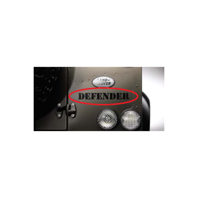LR031428 - Оригінальний значок Land Rover Defender Tailgate - Як встановлено на Defender RAW Special Edition кольору Titan Silver