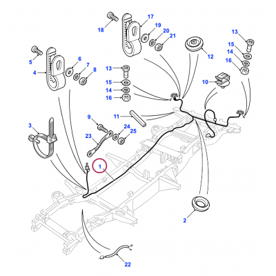 LR044234 - Жгут проводів шасі для Land Rover Defender 110 - з нижніми дверима багажника (не Hi-Cap)