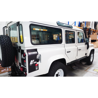 LRC-V013 - пара фіксованих бокових віконних скла та рам для Land Rover Defender - зелений або темний відтінок - підходить для справжніх розсувних віконних щілин