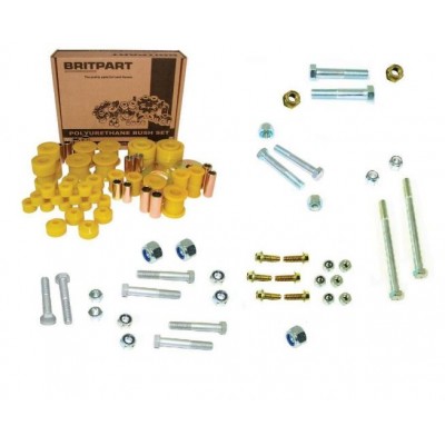 LRC1410 - Набір поліетиленових втулок Defender 300TDI жовтого кольору від Britpart - Повний автомобільний комплект, включаючи всі гайки та болти