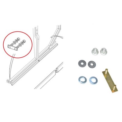 LRC2324 - Передня шпилька та монтажний комплект для каналу порога Land Rover Defender - підходить до переднього каналу на 90 і 110 Defender (для правого або лівого боку)