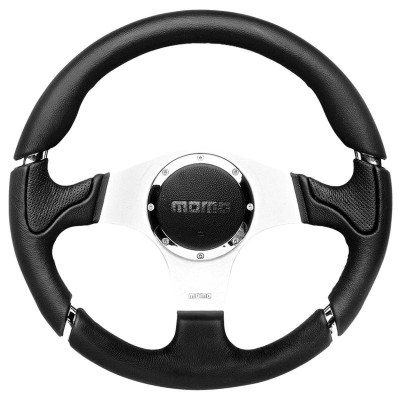 LRC1665 - Рульове колесо Defender Momo Millenium з чорними шкіряними деталями - 350 мм LRC1665 - Рульове колесо Defender Momo Millenium з чорними шкіряними деталями - 350 мм