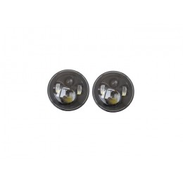 MD-J001LHD - Pair of Black LED Headlights - Left Hand Drive - Land Rover Defender - 1983-2016