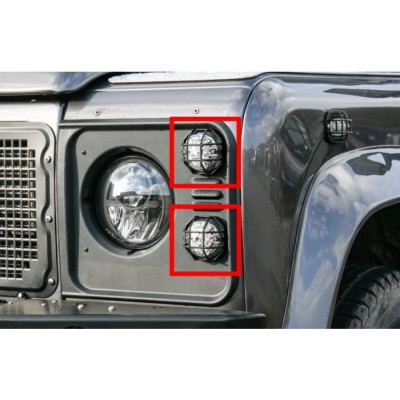 NASGQ-F4-VAPB - Комплект захисних ламп типу Q для Land Rover Defender від Nakatanenga - Передній комплект з 4 лампами - нержавіюча сталь із порошковим покриттям