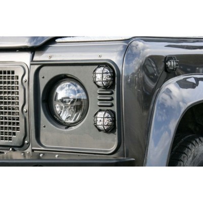 NASGQ-F6-VAPB - Комплект захисту лампи типу Q для Land Rover Defender від Nakatanenga - Комплект передніх ламп на 6 ламп - нержавіюча сталь із порошковим покриттям