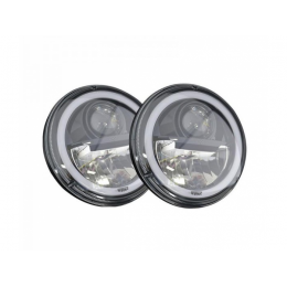 S7099LED - Wipac Defender LED Headlamp with Black Halo Ring - LHD Pair - For All Defender, Series and Range Rover Classic
